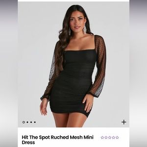 Ruched mesh mini dress